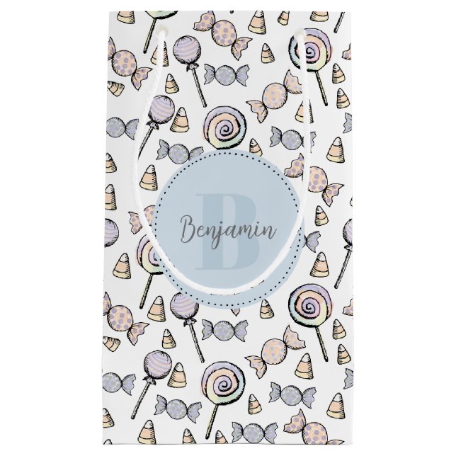 Niedliche Pastel Candy Theme Monogramm und Name Kleine Geschenktüte (Vorderseite)