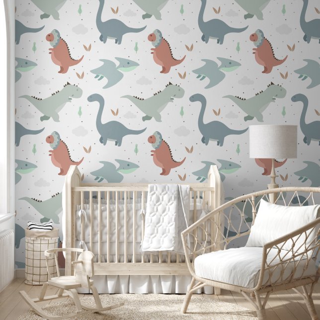 Niedliche Pastel Dinosaur Baby Kinderzimmer Peel & Tapete (Kinder)