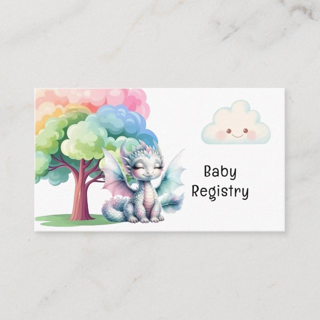 Niedliche Pastel Dragon Baby Dusche Registrierung Begleitkarte (Vorderseite)