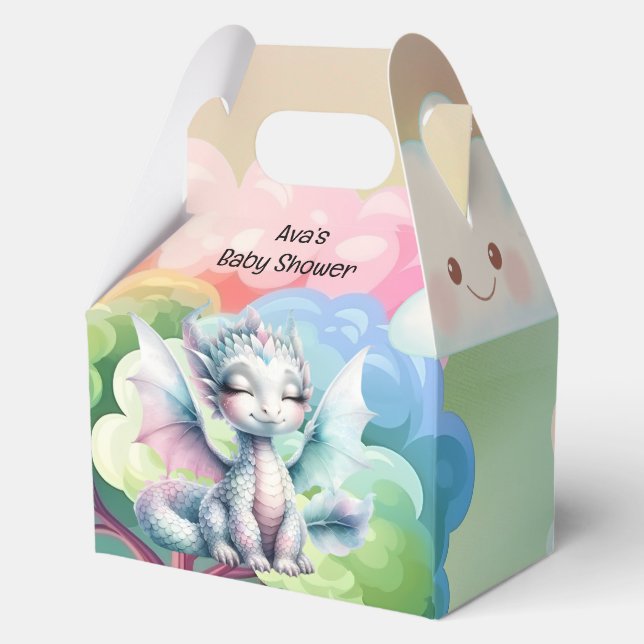 Niedliche Pastel Dragon Babydusche Geschenkschachtel (Rückseite)
