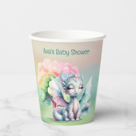Niedliche Pastel Dragon Babydusche Pappbecher