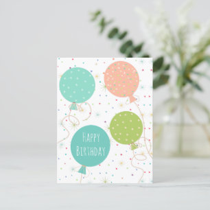 Niedliche Pastel farbige Balloons glücklich zum Ge Postkarte