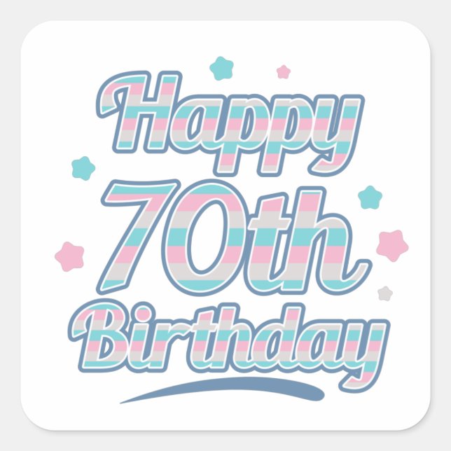 Niedliche Pastel feiert 70. Geburtstag Quadratischer Aufkleber (Vorderseite)