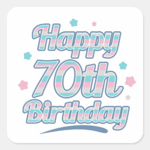 Niedliche Pastel feiert 70. Geburtstag Quadratischer Aufkleber