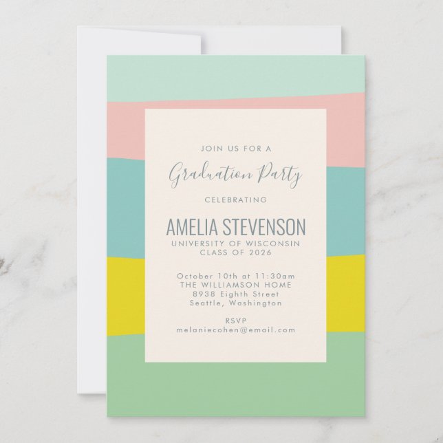 Niedliche Pastel Geometric Spring Graduation Party Einladung (Vorderseite)