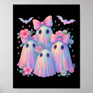 Niedliche Pastel Ghost Boo Crew Floral Matching Ha Poster