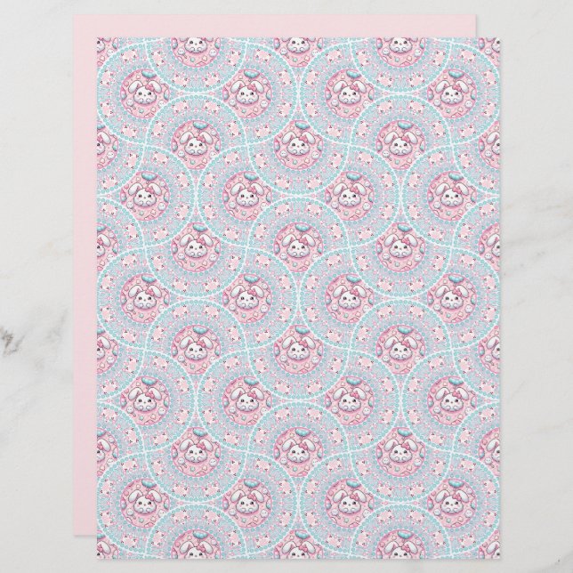 Niedliche Pastel Kawaii Bunny Dot Mandala Kunst, D (Vorne/Hinten)