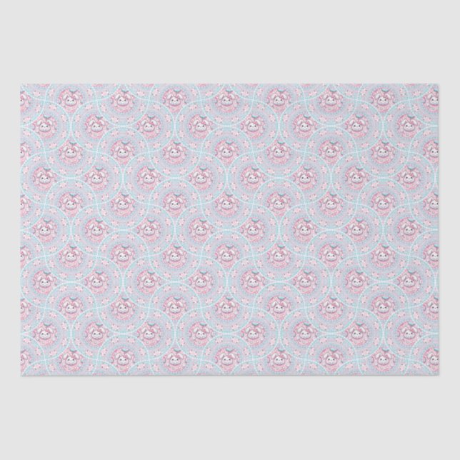 Niedliche Pastel Kawaii Bunny Dot Mandala Kunst, D Seidenpapier (Vorderseite)