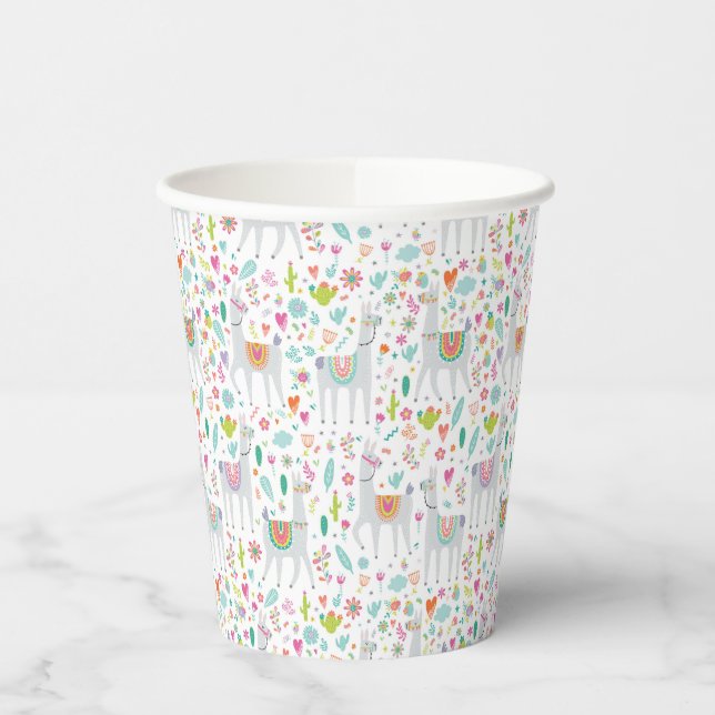 Niedliche Pastel Llama Muster Pappbecher (Links)