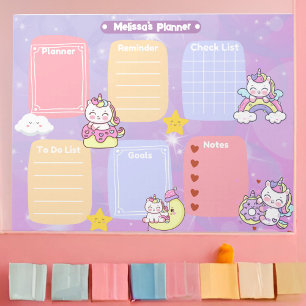 Niedliche Pastel Magical Unicorn Sparkling Star Pl Notizblock