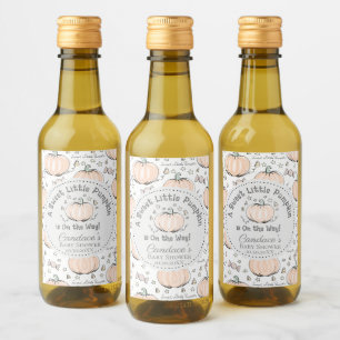Niedliche Pastel Orange Kürbisfallen Kinderdusche Weinetikett