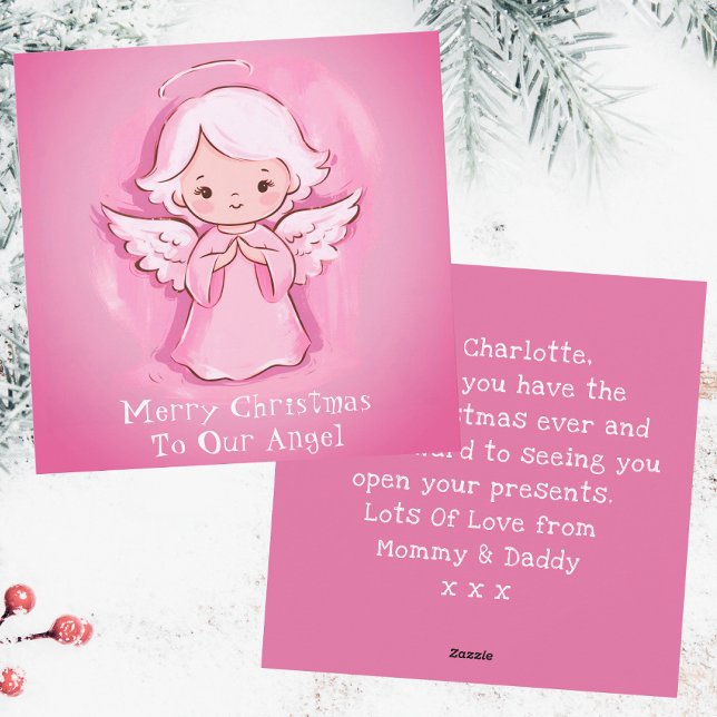 Niedliche Pastel Pink Angel, Girls Weihnachten (Front And Back)