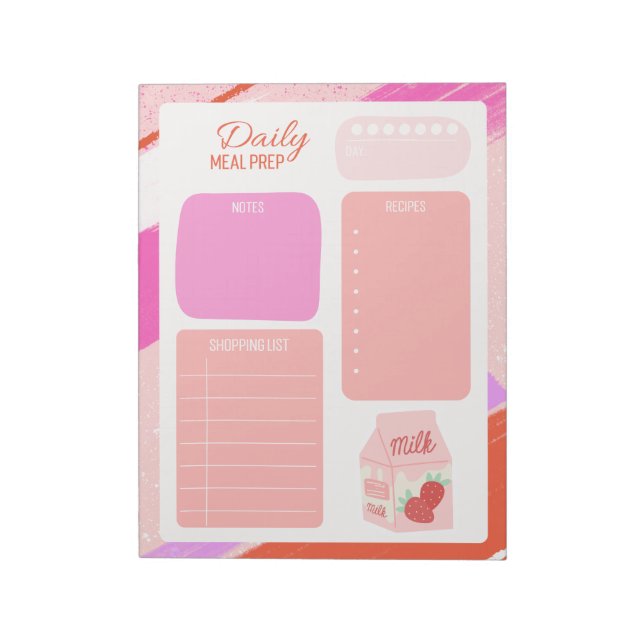 Niedliche Pastel Pink-Einkaufsliste Notizblock (Rotiert)