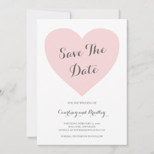 Niedliche Pastel Pink Herz Typografie Hochzeit Save The Date