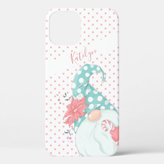 Niedliche Pastel Polka Dot Frohe Weihnachtsgnome Case-Mate iPhone Hülle (Rückseite)