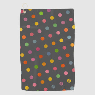 Niedliche Pastel Polka Dots Karkohle Grau Mit Mono Golfhandtuch