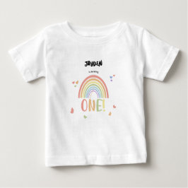 Niedliche Pastel Rainbow 1. Geburtstag Baby T-shirt
