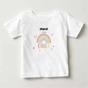 Niedliche Pastel Rainbow 1. Geburtstag Baby T-shirt