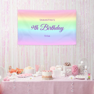 Niedliche Pastel Rainbow 9. Geburtstag Hintergrund Banner