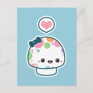 Niedliche Pastel Rainbow Polka Dotted Pilz Postkarte