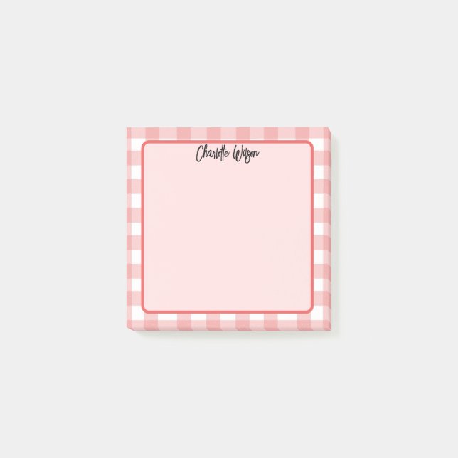 Niedliche Pastel Red Gingham Pattern Post-It-Notes Post-it Klebezettel (Vorderseite)