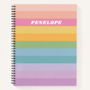 Niedliche Pastel Regenbogenstreifen Personalisiert Notizbuch