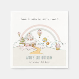 Niedliche Pastel Sweet Time Candy Land Kindergebur Serviette