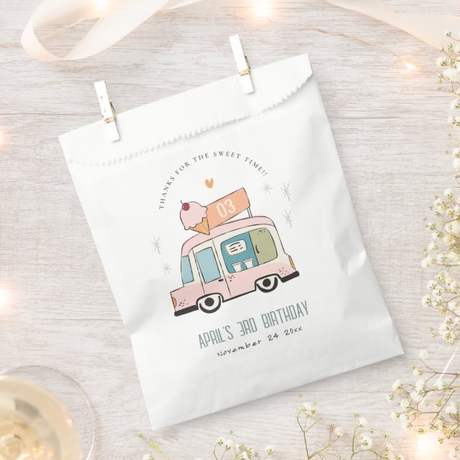 Niedliche Pastel Sweet Time Ice Truck Geburtstag Geschenktütchen (Ausgeschnitten)