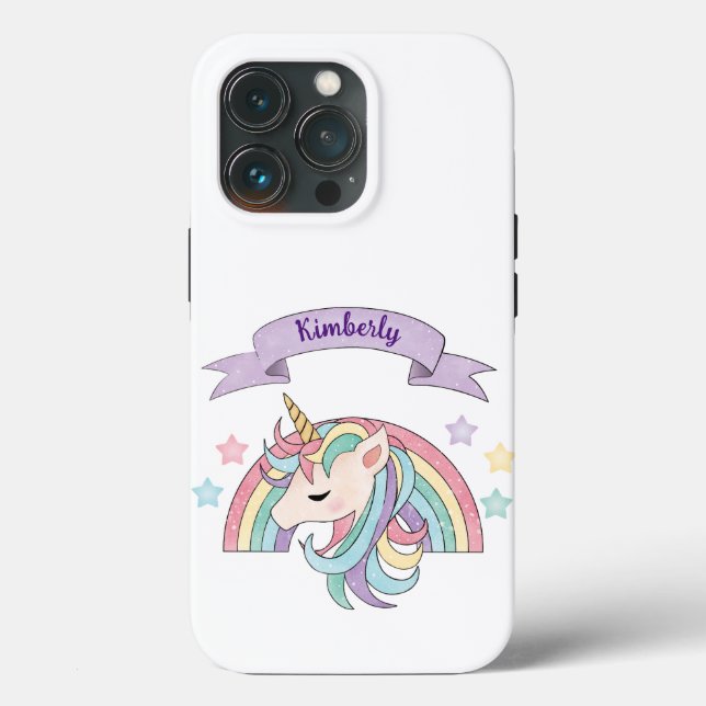 Niedliche Pastel Unicorn & Funkelnd Rainbow Indivi Case-Mate iPhone Hülle (Rückseite)