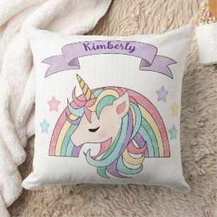 Niedliche Pastel Unicorn & Funkelnd Rainbow Indivi Kissen