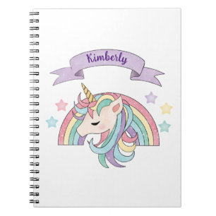Niedliche Pastel Unicorn & Funkelnd Rainbow Indivi Notizblock