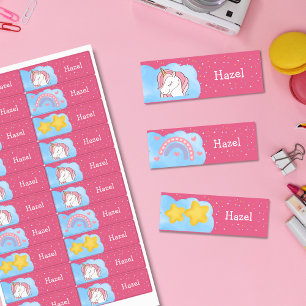 Niedliche Pastel Unicorn Regenbogen Herzstern Etiketten