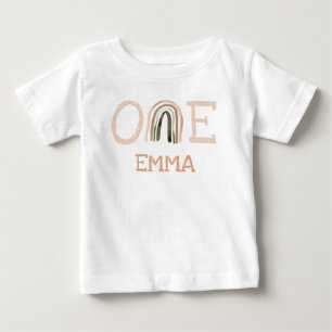 Niedliche Pastel Watercolor Regenbogen 1. Geburtst Baby T-shirt