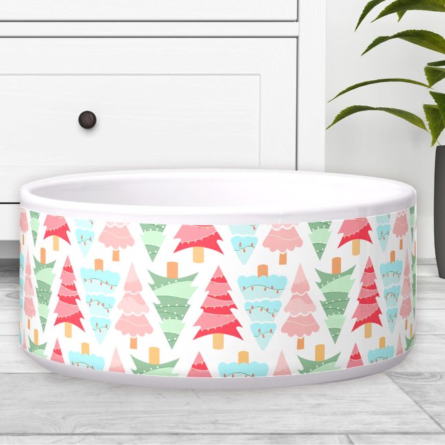 Niedliche Pastel Weihnachtsbaum Muster Hund Pet Napf (Cute Pastel Christmas Tree Pattern Dog Pet Bowl)