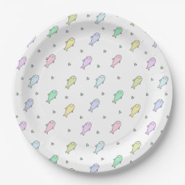 Niedliche Pastel Whales Kinderdusche oder Kinderge Pappteller