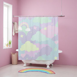 Niedliche Pastel Whimsical Pattern Fun Girly Cloud Duschvorhang