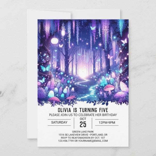 Niedliche Pastel Woodland Digitaler Geburtstag Einladung (Vorderseite)