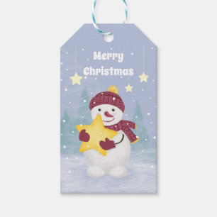 Niedliche Pastelfarben Snowman Holen einen Stern  Geschenkanhänger