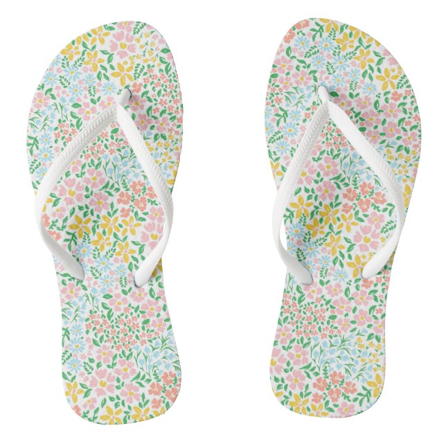 Niedliche Pastelgarten Blume Muster Flip Flops (Fußbett)