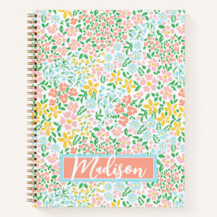 Niedliche Pastelgarten Blume Muster Notizbuch