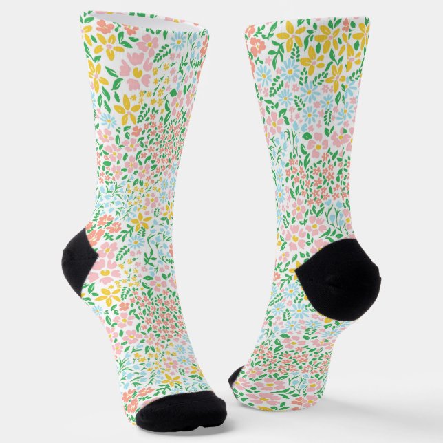 Niedliche Pastelgarten Blume Muster Socken (Gewinkelt)