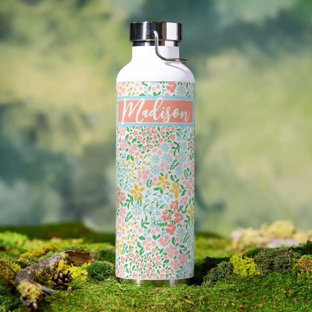 Niedliche Pastelgarten Blume Muster Trinkflasche (Außenbereich)
