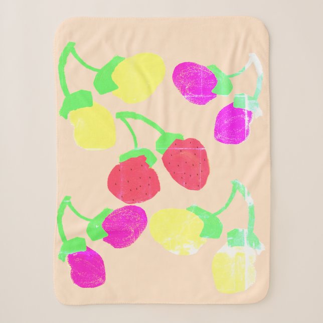 Niedliche Pastell farbenfrohe Berries Blanket Sherpadecke (Vorderseite)