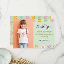Niedliche Pastell Grüne Eier Kindergeburtstag Foto Dankeskarte