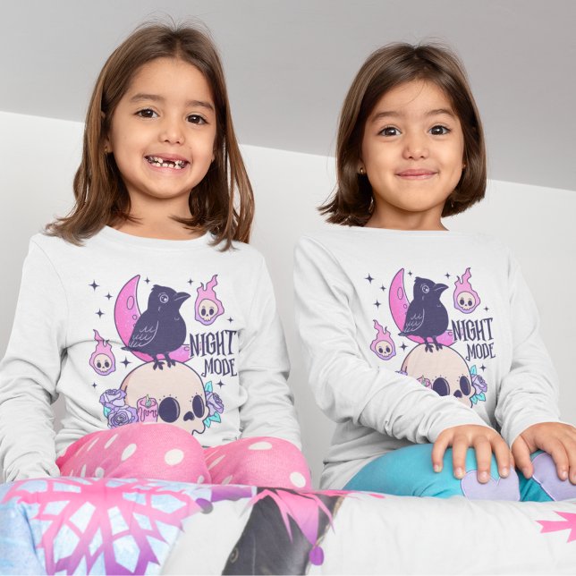 Niedliche Pastell Halloween Skull und Crow Longsle (Von Creator hochgeladen)