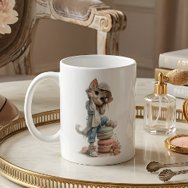 Niedliche Pastell-Kätzchen-Macarons-Liebhaber-Kaff Kaffeetasse
