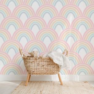 Niedliche Pastell Rainbow Scallop Muster Kids Baby Tapete