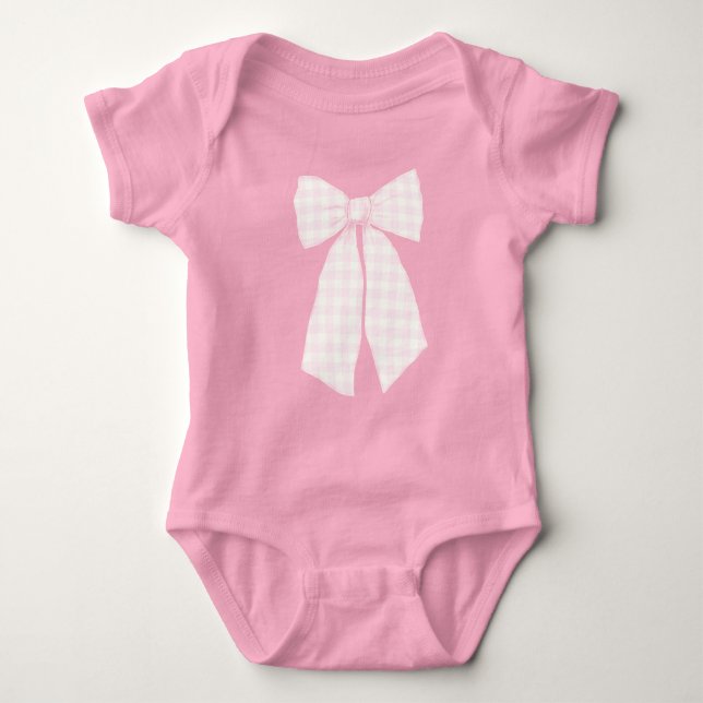 Niedliche Pastell Ribbon Bow Pink Baby Strampler (Vorderseite)