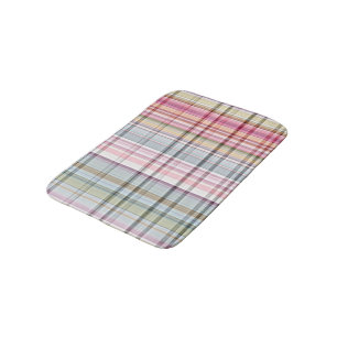 Niedliche Pastell Rosa Blauer Retro Tartan Kariert Badematte