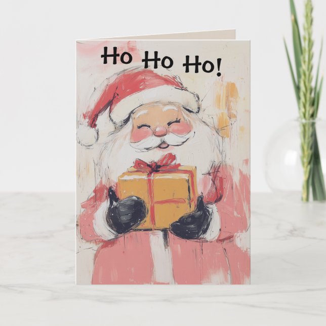 Niedliche Pastell Santa Claus Weihnachtskarte Karte (Vorderseite)